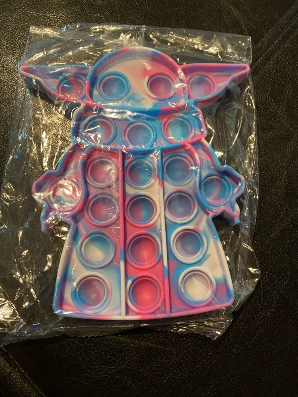 2 Baby Yoda Shaped Pop It Toy - Pink Blue Swirl - Kids Learning Toy- New
